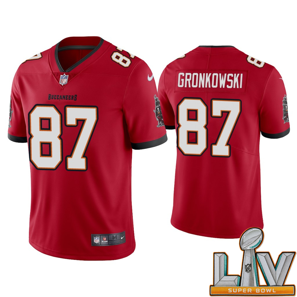 Super Bowl LV 2021 Men Tampa Bay Buccaneers #87 Rob Gronkowski Vapor Limited Red NFL Jerseys